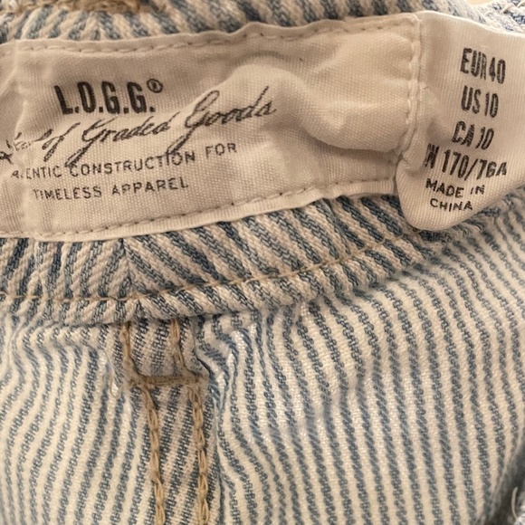 H&M L.O.G.G. Light Railroad Stripe Cropped Jeans Size 10 EUC! - Picture 3 of 8
